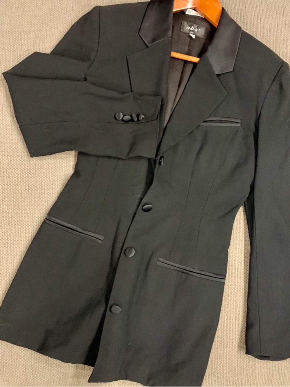 ABS Allen Schwartz Black Tailored Blazer with Satin Trim